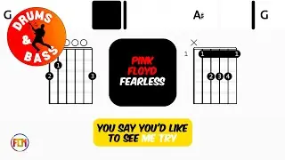 Pink Floyd - Fearless - Bass & Drums | Scrolling Guitar Chords & Lyrics
