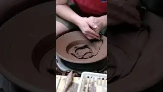 Trimming a large platter #art #potteryprocess #handmade #clay