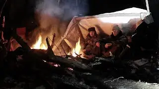 Winter survival camping, coyote interaction￼(below 0 weather)