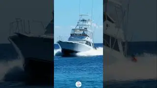 Sportfishing yacht rushing into the inlet on plane | Boca Inlet #travel #boating #fishing #fun