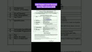 IHM Hajipur Lower Division Clerk Recruitment 2025 #ihm