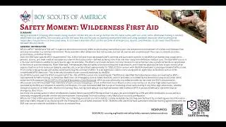 October 2023 Roundtable Recap Safety Moment: Wilderness First Aid