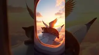 Majestic Cat with Wings Soaring at Sunset! 🐱✨☀️ #cat #wings #angelcat #sunset #ai #aeroplane #wind