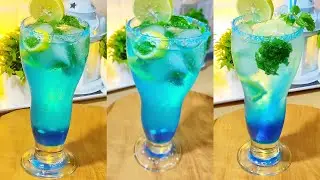 Refreshing-Curacao Mojito Blue lagoon mocktail | Blue ocean mojito