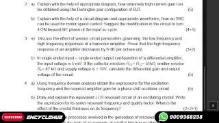 MSC PHYSICS Discuss the effect of various circuit parameters governing the low frequency and high