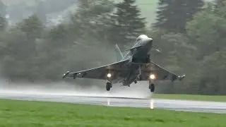2 Eurofighter Typhoon German Air Force Luftwaffe arrival at Mollis AirBase Zigermeet 2019 AirShow