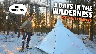 NO TALK - 3 days HOT TENT Camping in Finnish Wilderness & Hunting Rabbits