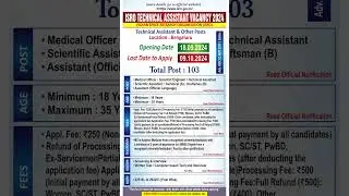 ISRO Technical Assistant Vacancy 2024 | ISRO Recruitment 2024