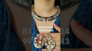 ***Sf.# HIGH QUALITY STONE DUAL TONE WATERPROOF QUALITY SILVERLOOK LIKE HASULI SET+Earrings