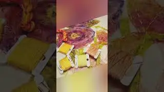 Making art with silk fiber and easy hand sew embroidery stitches