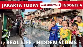 SLUMS hidden at the edge of the TANAH ABANG 🇮🇩 JAKARTA Indonesia WALKING TOUR 2023