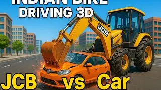 INDIAN BIKES DRIVING 3D NEW UPDATE JCB VS CAR ON BEACH.