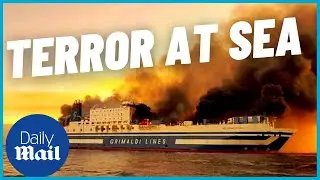 Greece ferry fire: Dramatic video of blaze on vessel in Greece with 288 people on board