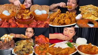 Chicken Curry Mutton Kosha Whole Chicken, Fish Fry Feet Curry Egg Paratha Rice Salad Mukbang 3X