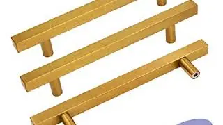 goldenwarm 5in128mm Cabinet Pulls Gold Cabinet Hardware Knobs 5Pack - LS1212GD128 Brushed Brass Cabi