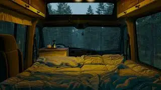 Rain Sounds in a Forest Van at Night for Instant Sleep, Relaxation and Calm Mind