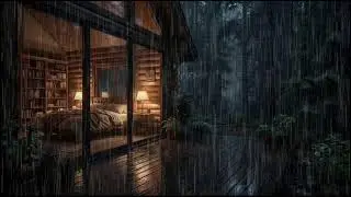Forest Cabin at Night 🌲 | Gentle rain falling outside, calming rain ambience for peaceful relaxation