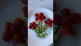 How make Strawberry Flowers Step By Step 2024 #art #cucumber #youtube #fruit #flowers  #shorts