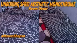 UNBOXING Sprei kotak-kotak | Sprei aesthetic #RacunShopee
