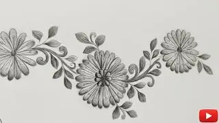 Easy Flower Pencil Sketch | Beautiful Floral Border Design Drawing Step by Step @hennablissbyesha 