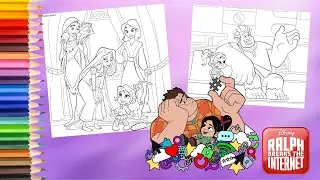Coloring Disney Princess Rapunzel Mulan Pocahontas Vanellope Ralph Breaks the Internet Coloring Book