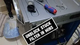 DIY  repair:Use simple tools to unblock and open a stuck laundry machine drain filter.Ramtons repair