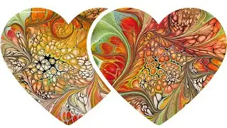 (1095) Lucky Blooms, Modified, Swirled, Paint Pouring Technique🧡❤️💚