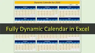 Dynamic Calendar for 2020 in Excel