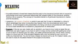 The Concept of Insurable Interest under Insurance Law | Part -1 #LegalLearning