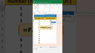 Factorial (n!) is calculated by FACT function in #microsoft #excel