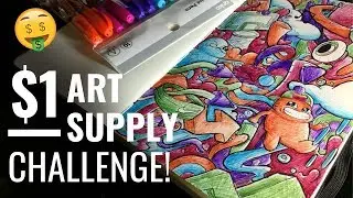 EPIC $1 ART SUPPLY CHALLENGE!! | Super Cheap Ballpoint Pen Doodle Art by Shrimpy!
