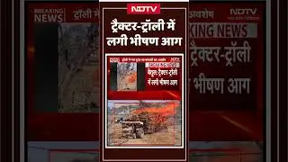 Betul Tractor Fire: पीछे लगी थी आग, सड़क पर चलता रहा ट्रैक्टर फिर अचानक... | MP News | #shorts