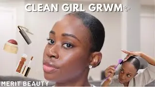Clean Girl Look|Sleek Bun on 4C hair and Minimal Makeup ft. Merit Beauty