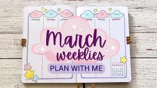 March weeklies ⭐️ stars & clouds bullet journal plan with me