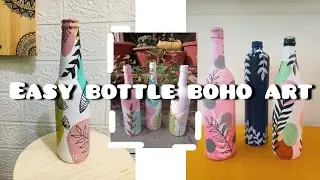 Unique and Easy Boho Art on Glass Bottle| DIY Home decor ideas #bohoart #bottleart #bottlecraft