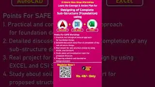 LIVE WORKSHOP AUTO-CAD + SAFE + EXCEL I CIVIL ENGINEERING I STRUCT SOFT CENTRE