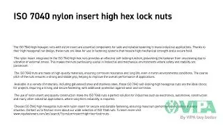 ISO 7040 nylon insert high hex lock nuts