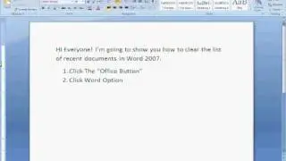 How To Clear Recent Documents In Word 2007