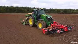 Semis de blé avec 3 John Deere : 6155 R/6820/6195 R