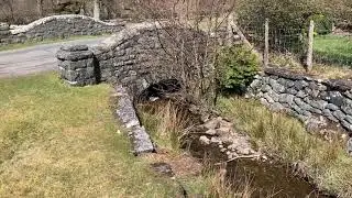 Village in Wales, old houses, stream, old bridge, lambs, peaceful
