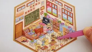 Scene Stickers ASMR | DIY a cute bears classroom with isometric scene stickers #asmr #diy #stickers