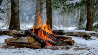 Warm Fire by a Snowy Forest 🌲🔥 Peaceful Winter Ambience