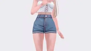 VRoid Studio Outfit &ndash; High Waist Jean Shorts Set