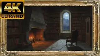 Frame | Midnight Library in a Scottish Castle 4K | Dark Academia Highlands & Cozy Night Cottagecore