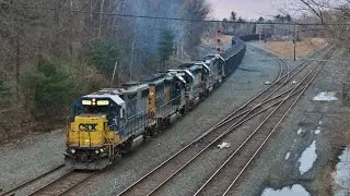 Five CSX GPs Haul a Loaded Coal Train out of Selkirk Yard - 4/26/15