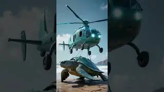 Ginat Turtle Rescue By Superhero Helicopter #giantanimals #rescueanimals #aishorts #aistories