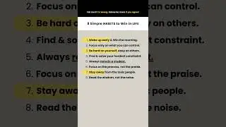 8 SIMPLE RULES for life. #discipline #simplerules #focus #selfcontrol #mindset #wisewords #shorts