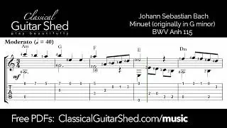 JS Bach: Minuet BWV 115 - (Petzold) Free Classical Guitar Sheet Music