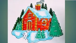 How To Draw A Snow House Step By Step . Snow House Drawing Tutorial . Winter Special Drawing Idea .