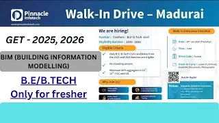 Pinnacle Infotech Pvt Ltd// GET- 2025, 2026//B.E /B.TECH Walk-in-drive//#bim 